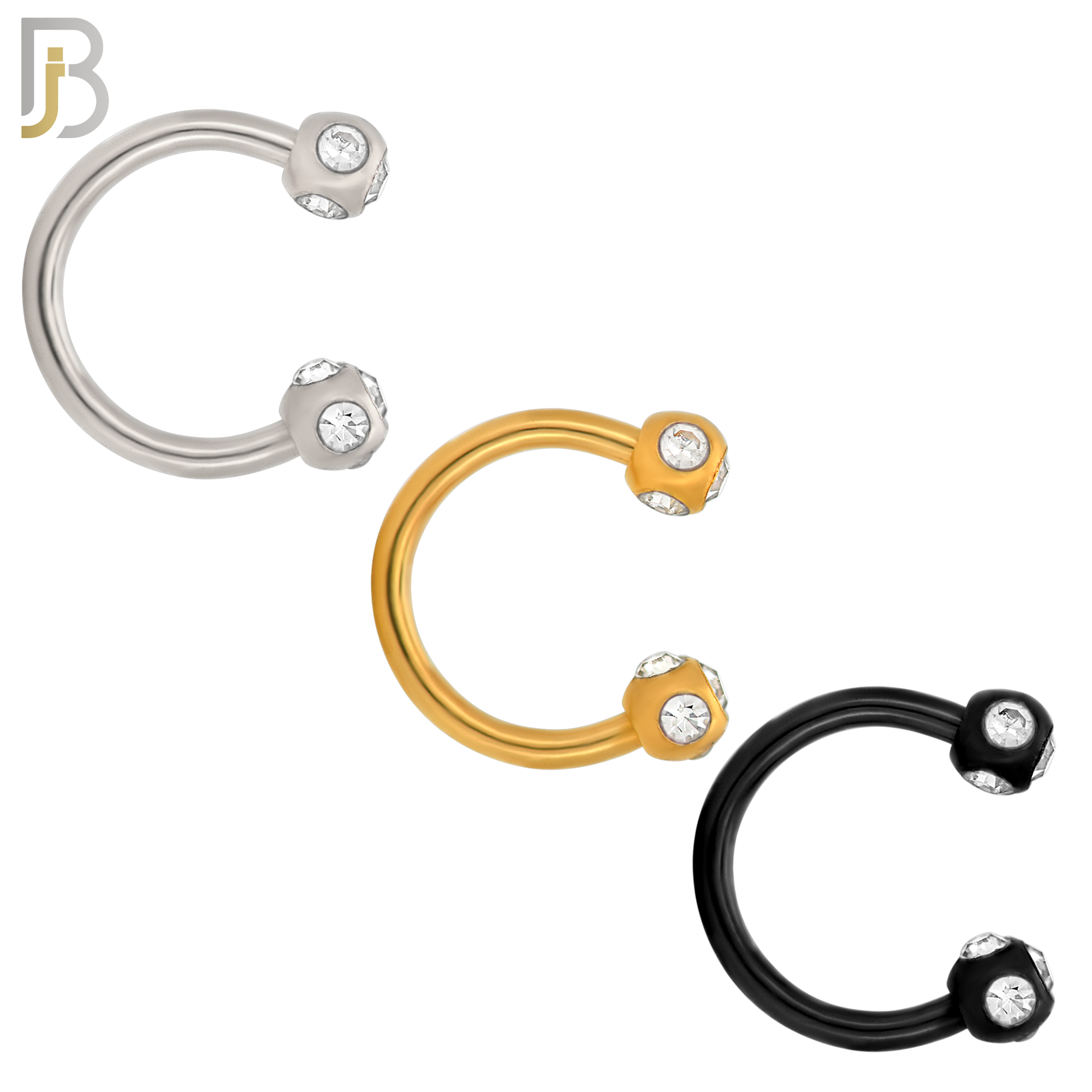 PK-HS03 - 316L Surgical Steel Horseshoe with Multi Zircon Screw Ball External Threaded Pack of 60 image 1