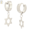 ES40 - 316L Stainless Steel Dangling Star of David  Design Huggies Clip On image 1