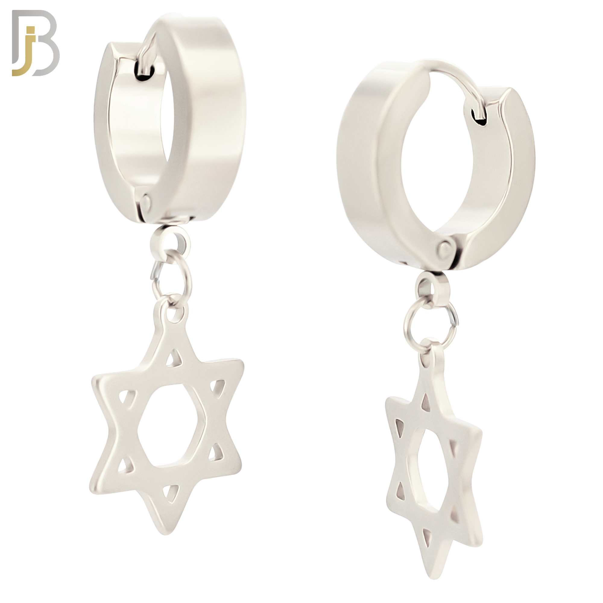 ES40 - 316L Stainless Steel Dangling Star of David  Design Huggies Clip On image 1