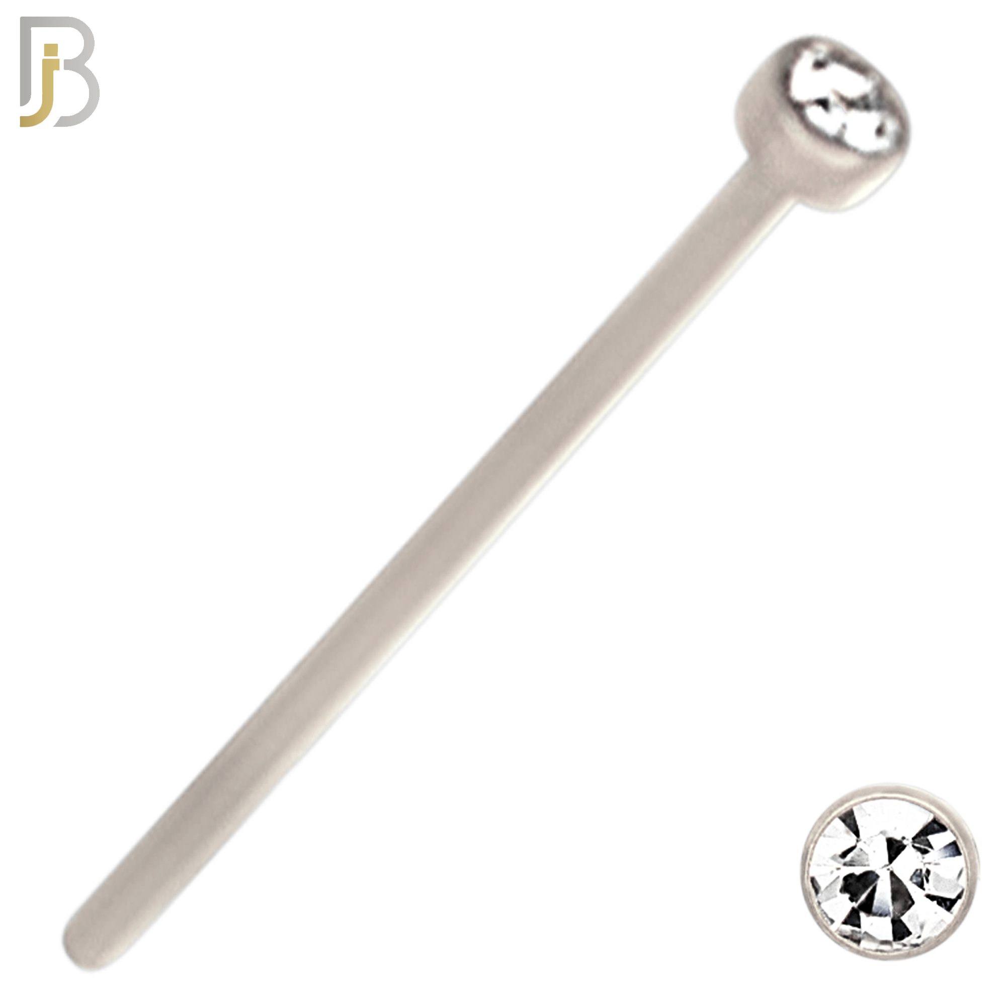 NR05S - 316L Surgical Steel  Nose Stud  Bezel Set Zircon Round Nose Ring image 2