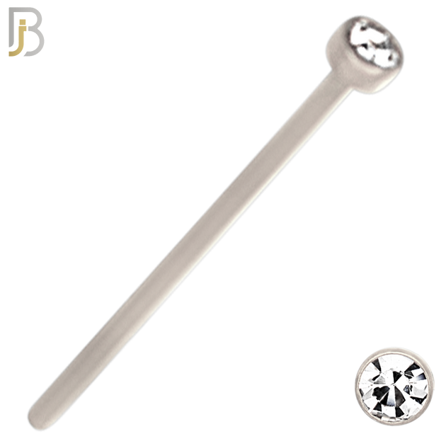 NR05S - 316L Surgical Steel  Nose Stud  Bezel Set Zircon Round Nose Ring image 2