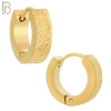 ES86G - 316L Stainless Steel Gold Plated Sandpaper Design Huggies Clip On image 3