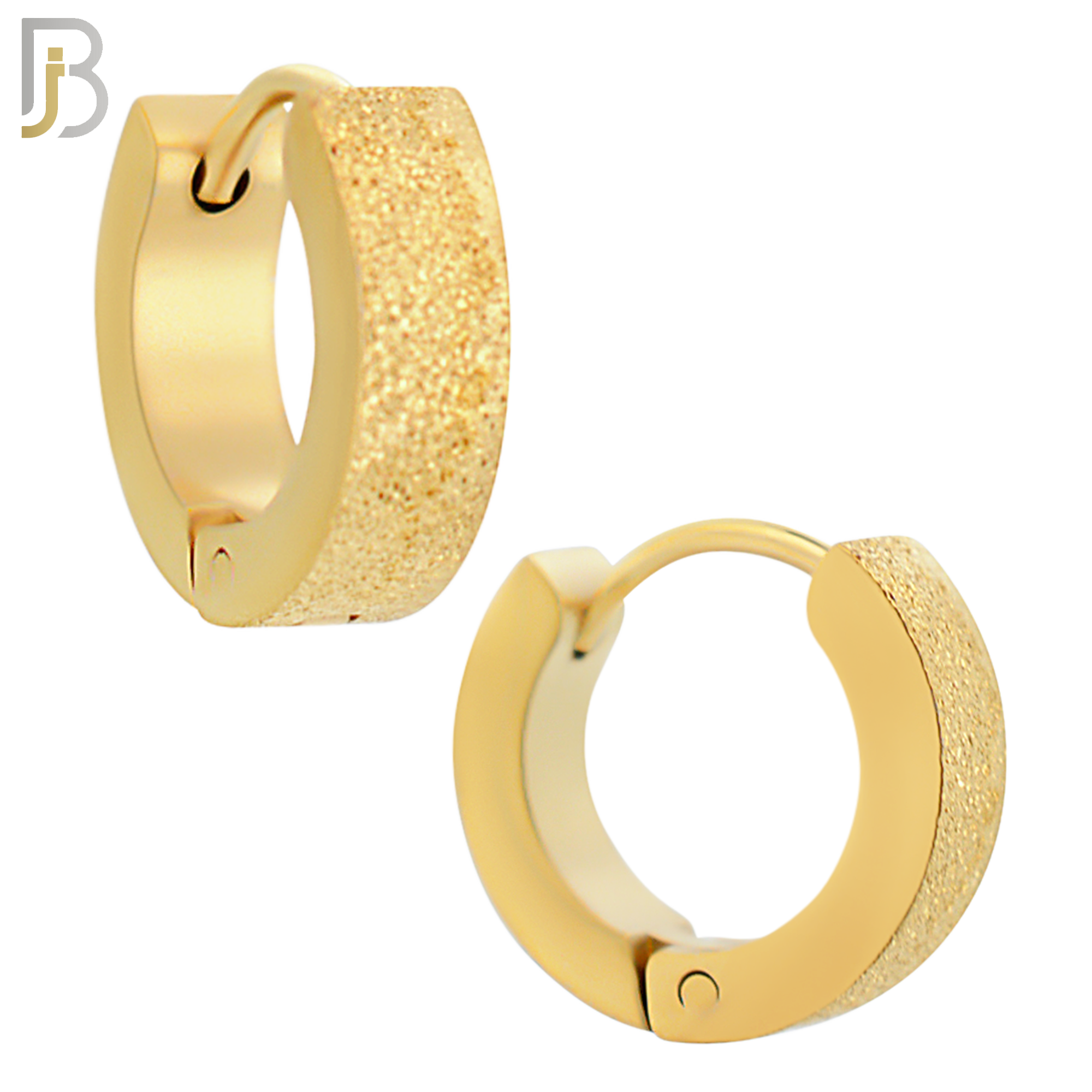 ES86G - 316L Stainless Steel Gold Plated Sandpaper Design Huggies Clip On image 3