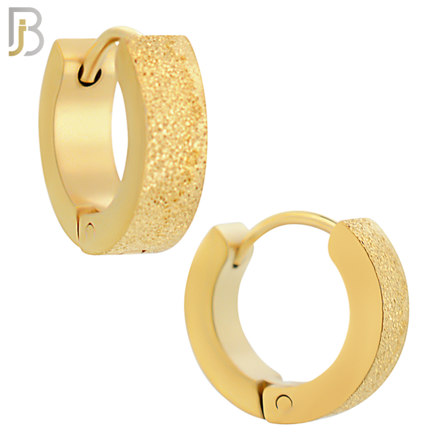ES86G - 316L Stainless Steel Gold Plated Sandpaper Design Huggies Clip On image 3