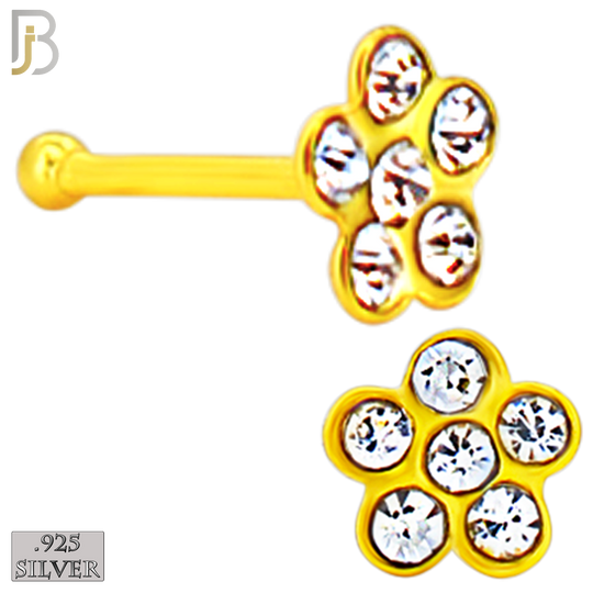 925-PK-NR08BY - 120 pcs, 18k Gold Plated Sterling Silver Nose Bones, 22g Thickness,  Assorted Shapes Tops Packages image 2