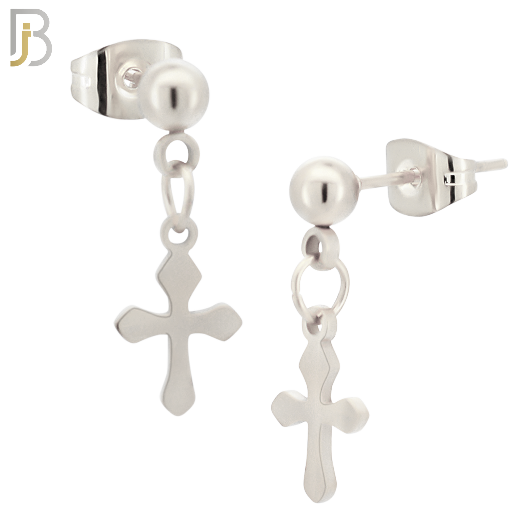 ES119 - 316L Stainless Steel Dangling 15x8mm Cross Design Earrings Stud image 1