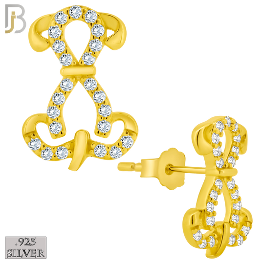 925-ES374 - .925 Sterling Silver CZ Studded Dog Stud Earrings image 2