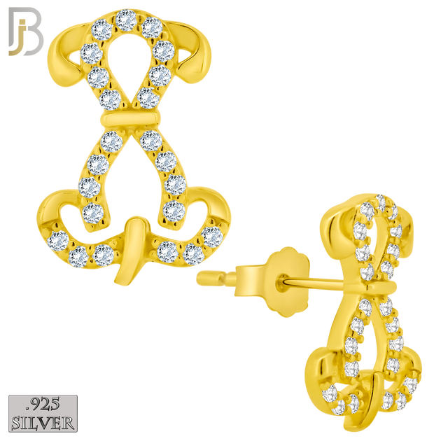 925-ES374 - .925 Sterling Silver CZ Studded Dog Stud Earrings image 2