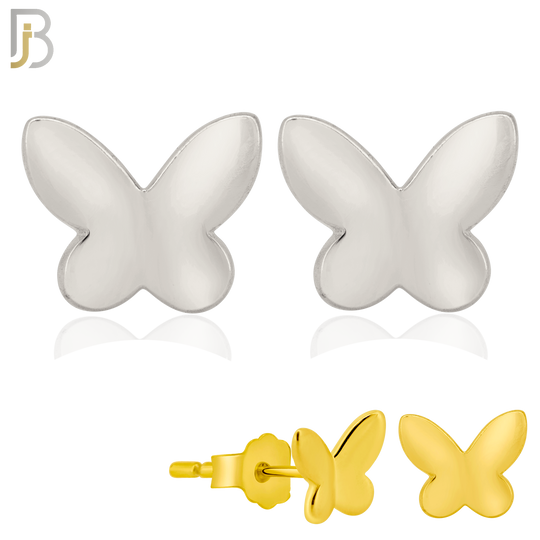 925-ES315 - Push Back - .925 Sterling Silver Plain Butterfly Stud Earrings image 0