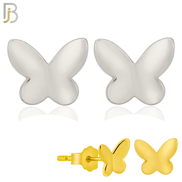 925-ES315 - Push Back - .925 Sterling Silver Plain Butterfly Stud Earrings image 0