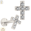 14-LB66 - 14k Yellow Gold Cross Labret with Multi Zircon image 1