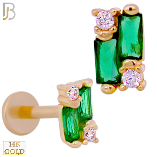 14-LB95 - 14k Yellow Gold Double Baguette CZ Labret image 1