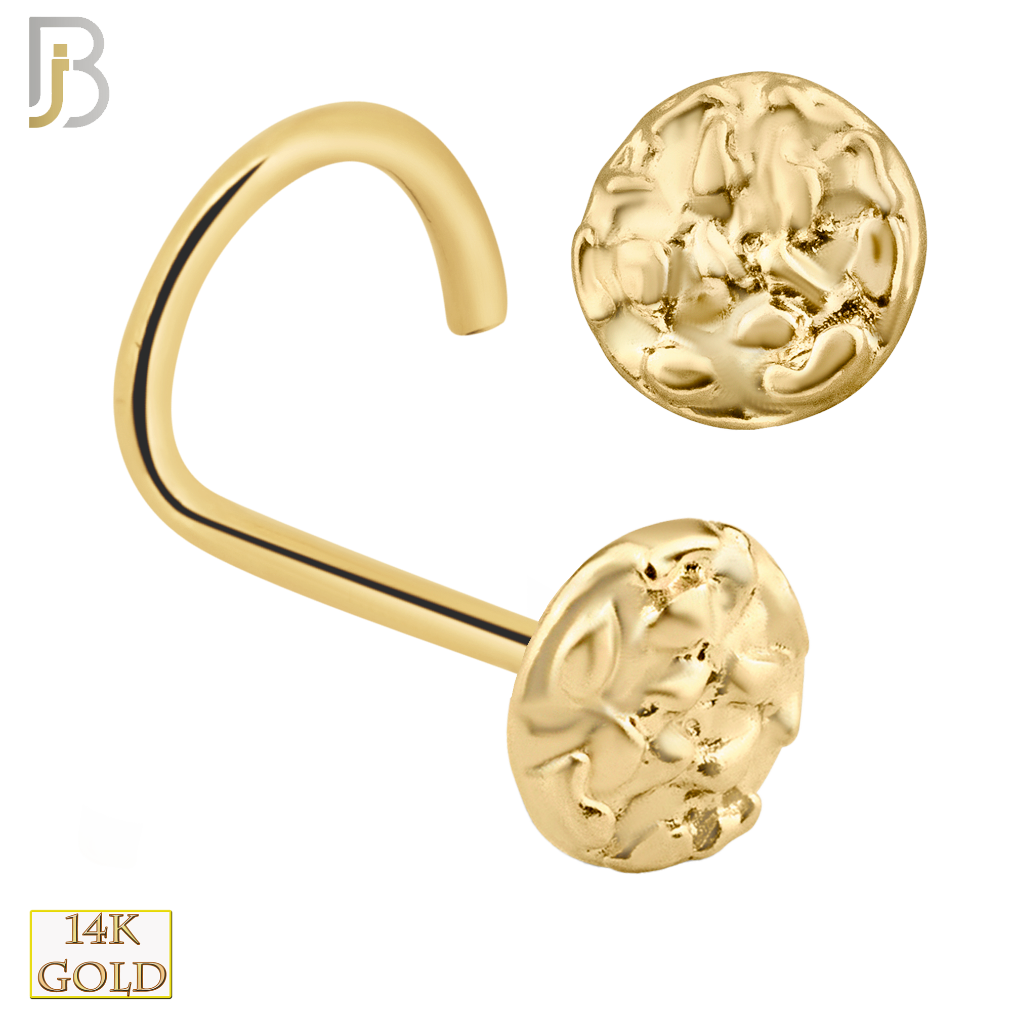 14-NR35C - 14k Solid Gold Nose Screw Nugget Disc Design image 0