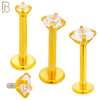 LB14GC16 - 16g 316L Surgical Steel Gold Plated Bar Prong Setting  Zircon Internally Threaded Labret (PACK OF 6) image 0