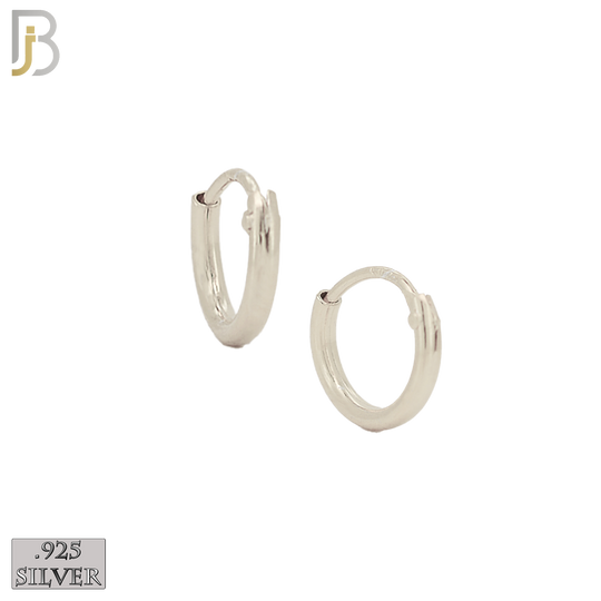 925-ES310S - .925 Sterling Silver Plain Hoop Earrings - 8mm image