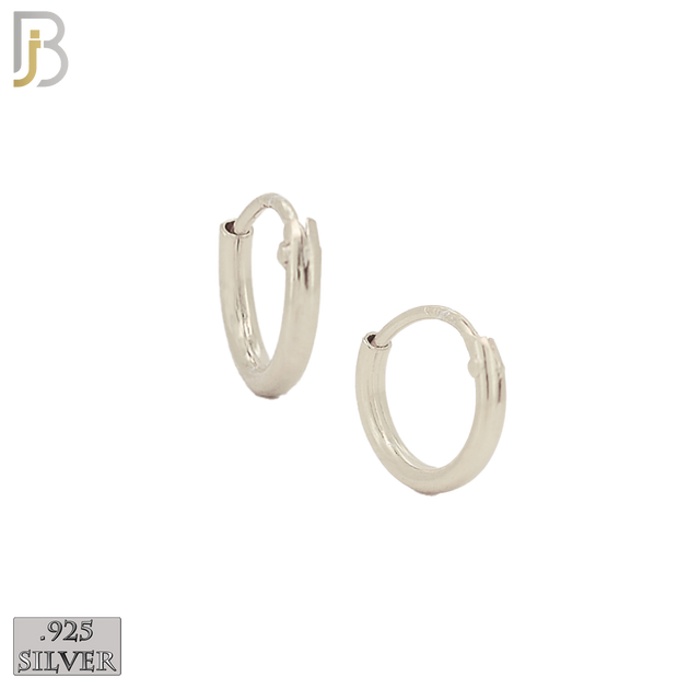 925-ES310S - .925 Sterling Silver Plain Hoop Earrings - 8mm image