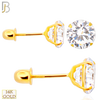 14-ES04RYC - 14k Yellow Gold Screw Back Stud Earrings Casting Prong Setting with Round Clear  Zircon image 0