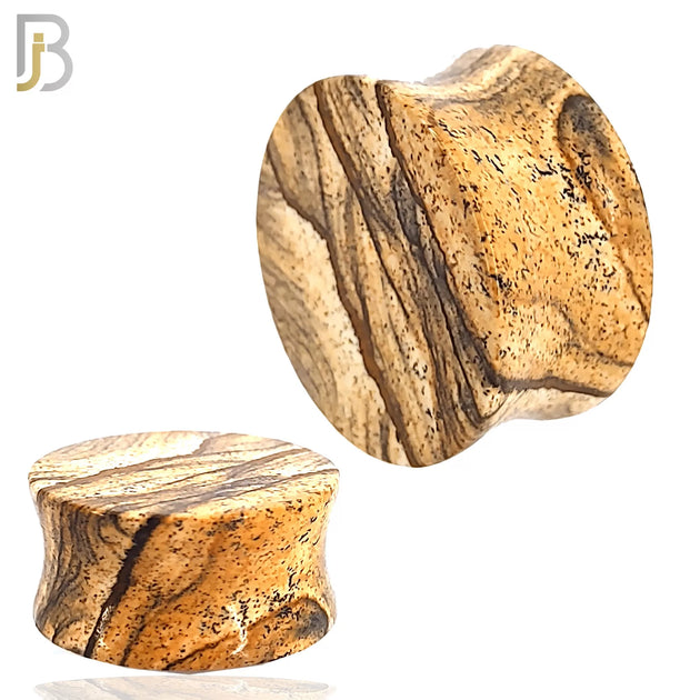 PSTPJ - Natural Stone Picture Jasper Double Flare Plugs image 0