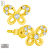 925-ES208 - Push Back - .925 Sterling Silver Butterfly Design Earring Stud with Clear Zircon image 2