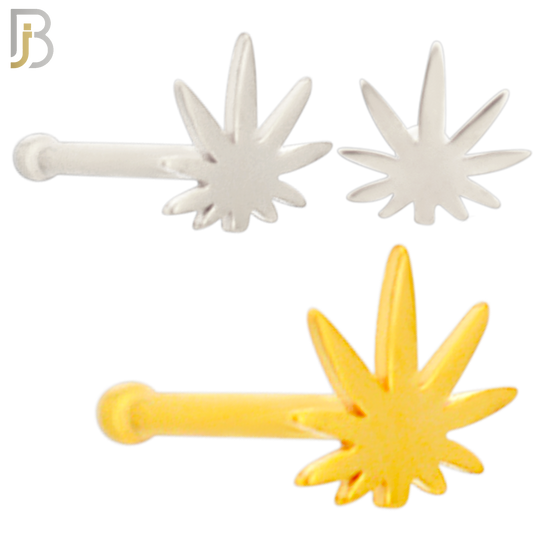 NR39B - 316L Surgical Steel Nose Bone Plain Pot Marijuana Leaf Design (PACK OF 6) image 0
