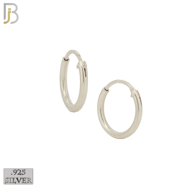 925-ES310S - .925 Sterling Silver Plain Hoop Earrings - 10mm image