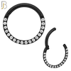 CT93K -  316 Stainless Steel Black Plated Hinged Hoop with CZ Gems Nose Rings (PACK OF 6) image 2
