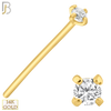 14-NR02CY-20 - 20g Thickness 14k Solid Yellow Gold Prong Setting  Round Cubic Zircona Nose Stud Bend-it Yourself, Nose Straight  image 2
