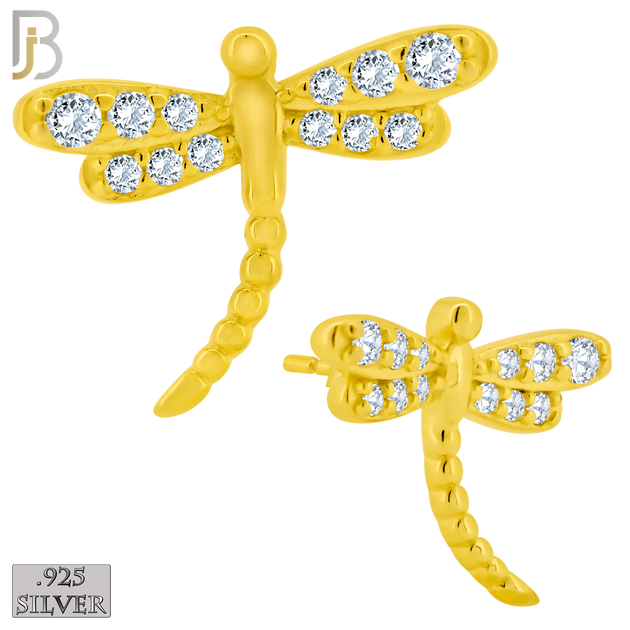 925-ES360 - .925 Sterling Silver Dragon Fly with CZ Stud Earrings image 2