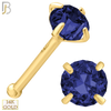 14-NR01CYS - 20g 14k Yellow Gold Nose Bone with Blue Sapphire Colored CZ image 3
