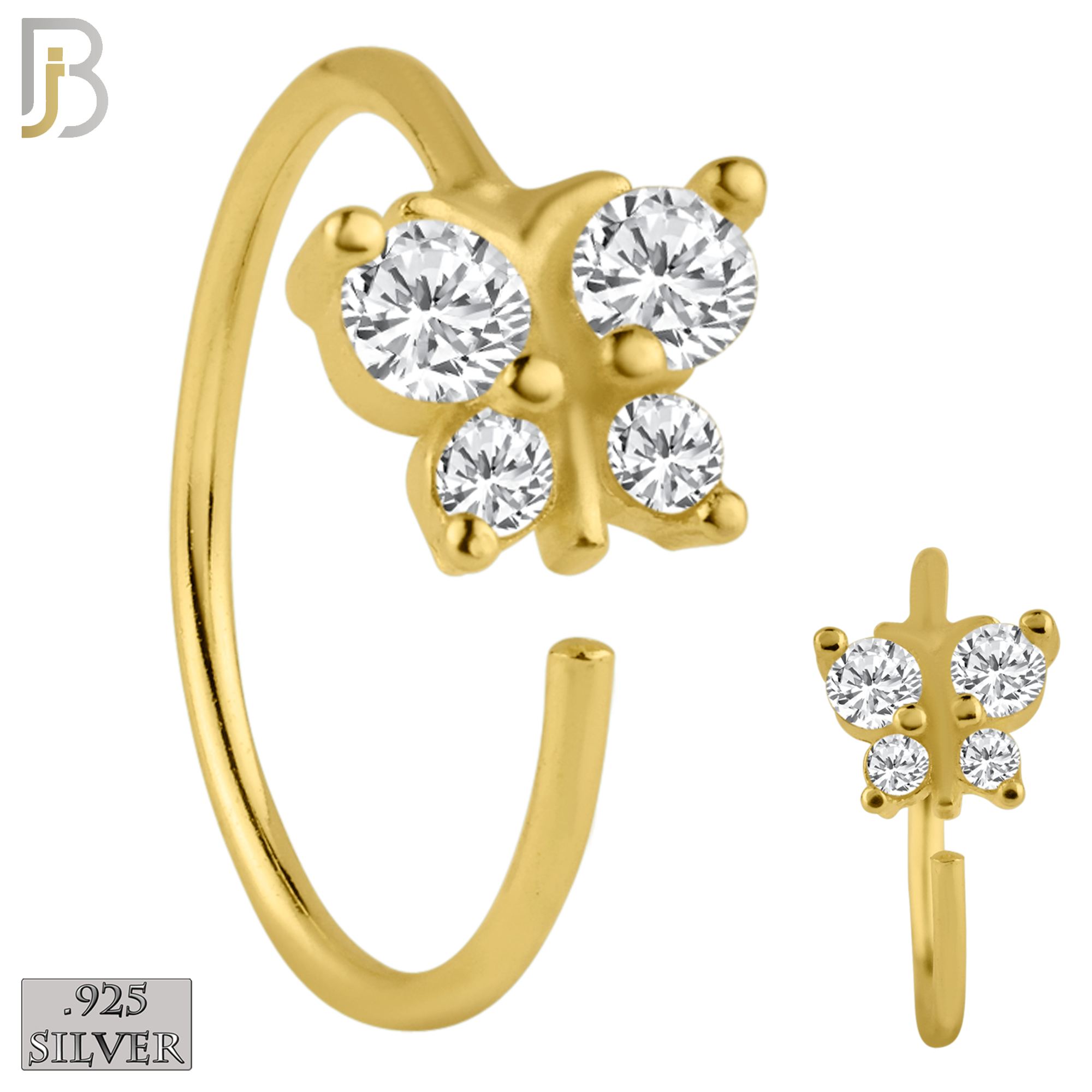 PK-CT9BT1- 925 Sterling Silver Three Styles Butterfly Nose Hoops - Pack of 60 image 2