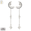 925-ES390 - .925 Sterling Silver Moon with Dangling Starburst Drop image 2