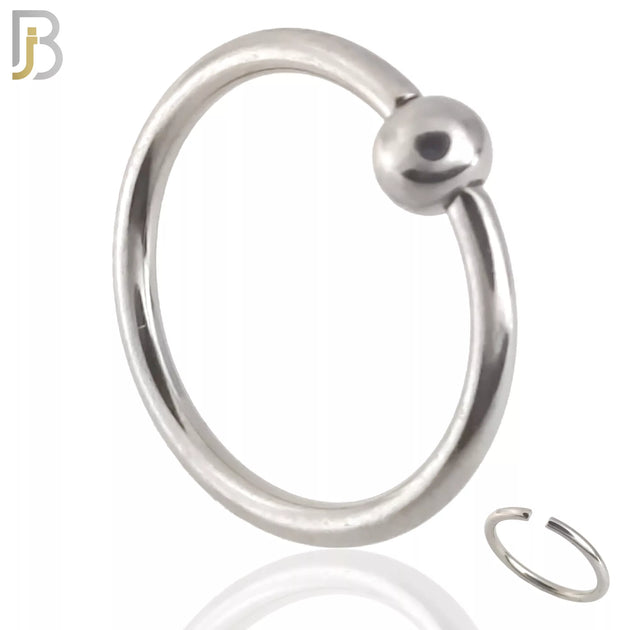 CT01S - 316L Surgical Steel Plain Captive Hoops with 3mm Beads image 0