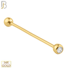 14-BB02Y - 14k Yellow Gold Double Gem Barbell External Threaded image 2