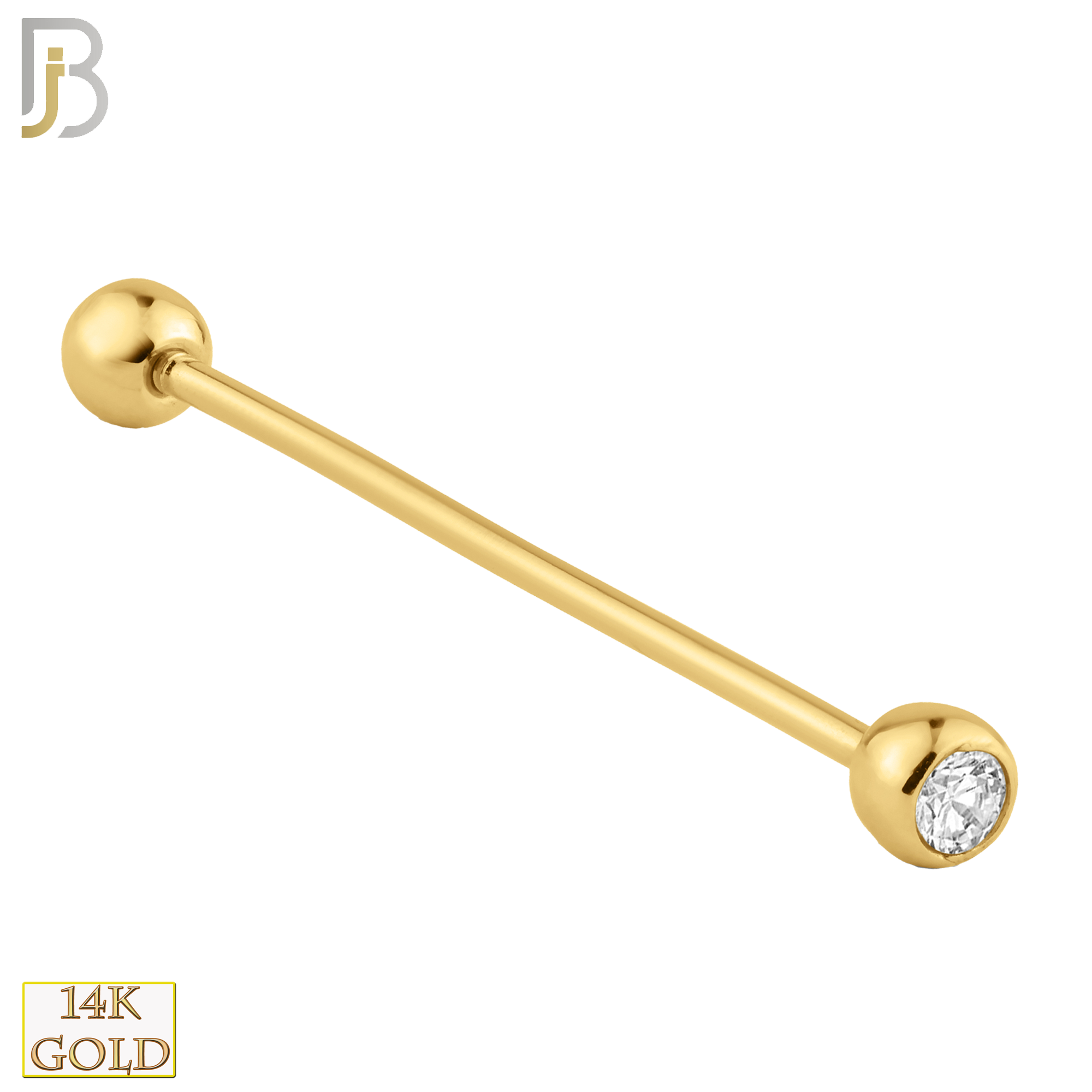 14-BB02Y - 14k Yellow Gold Double Gem Barbell External Threaded image 2