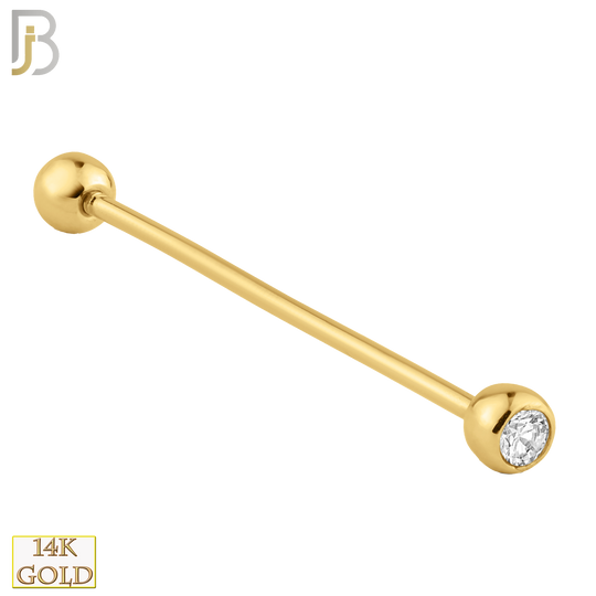 14-BB02Y - 14k Yellow Gold Double Gem Barbell External Threaded image 2