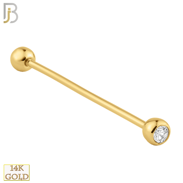 14-BB02Y - 14k Yellow Gold Double Gem Barbell External Threaded image 2