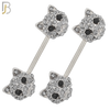 NP07 - 316L Surgical Steel Screw Cat Design with Zircon Nipple Ring Piercing image 0
