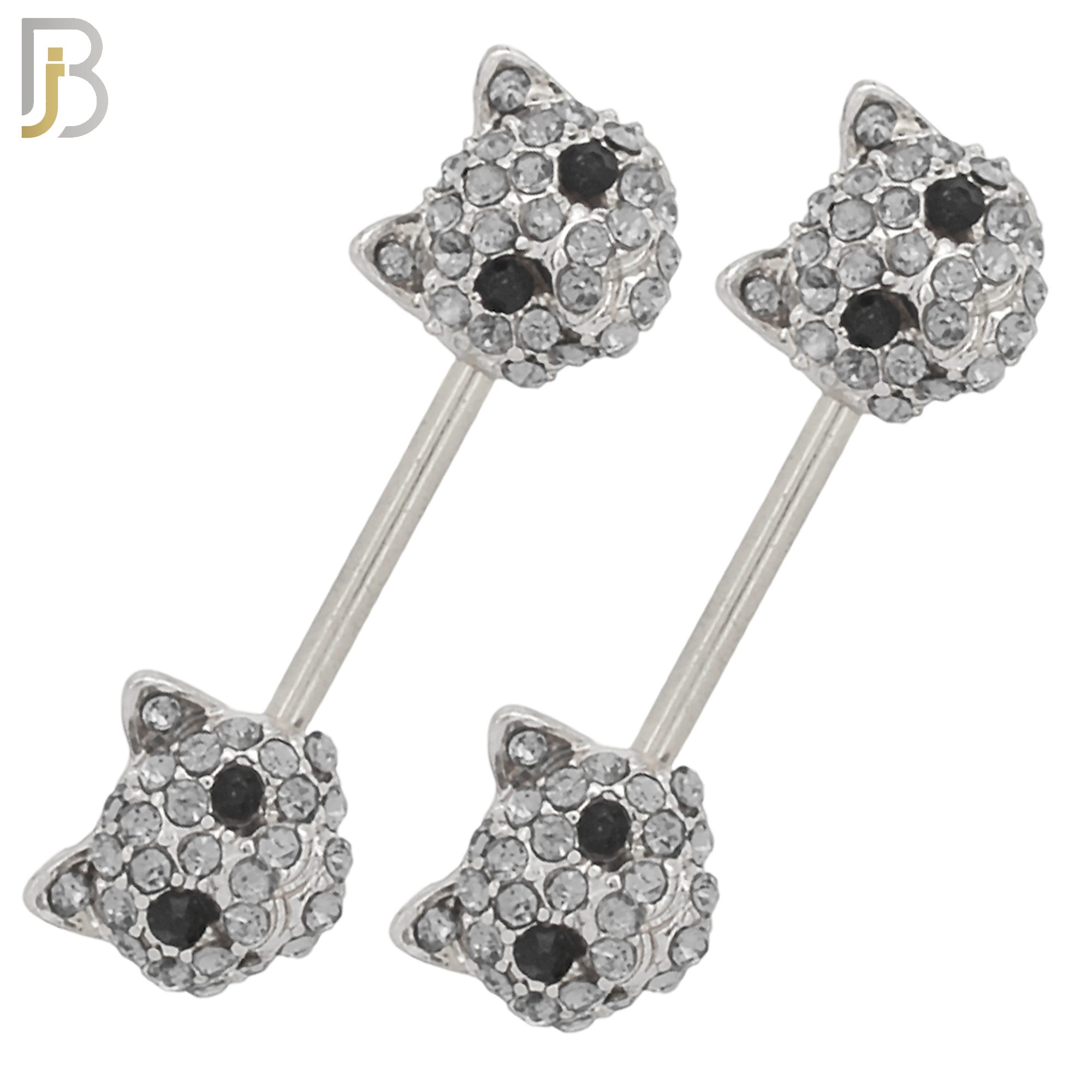 NP07 - 316L Surgical Steel Screw Cat Design with Zircon Nipple Ring Piercing image 0