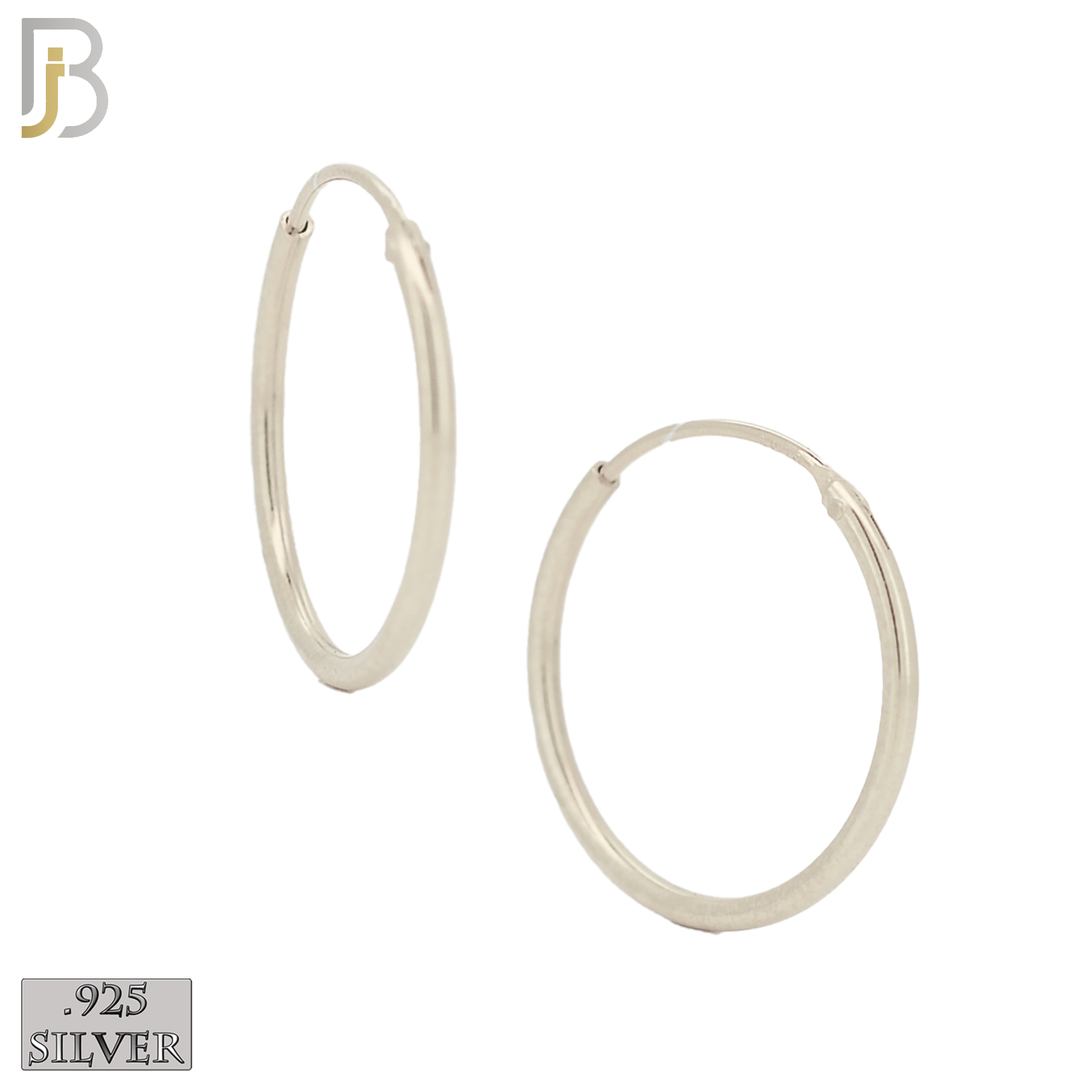 925-ES310S - .925 Sterling Silver Plain Hoop Earrings image 6