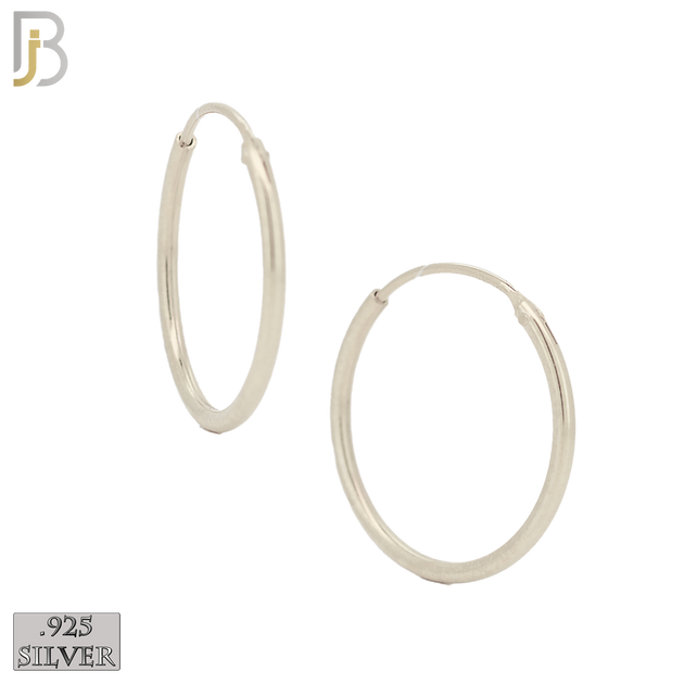 925-ES310S - .925 Sterling Silver Plain Hoop Earrings image 6