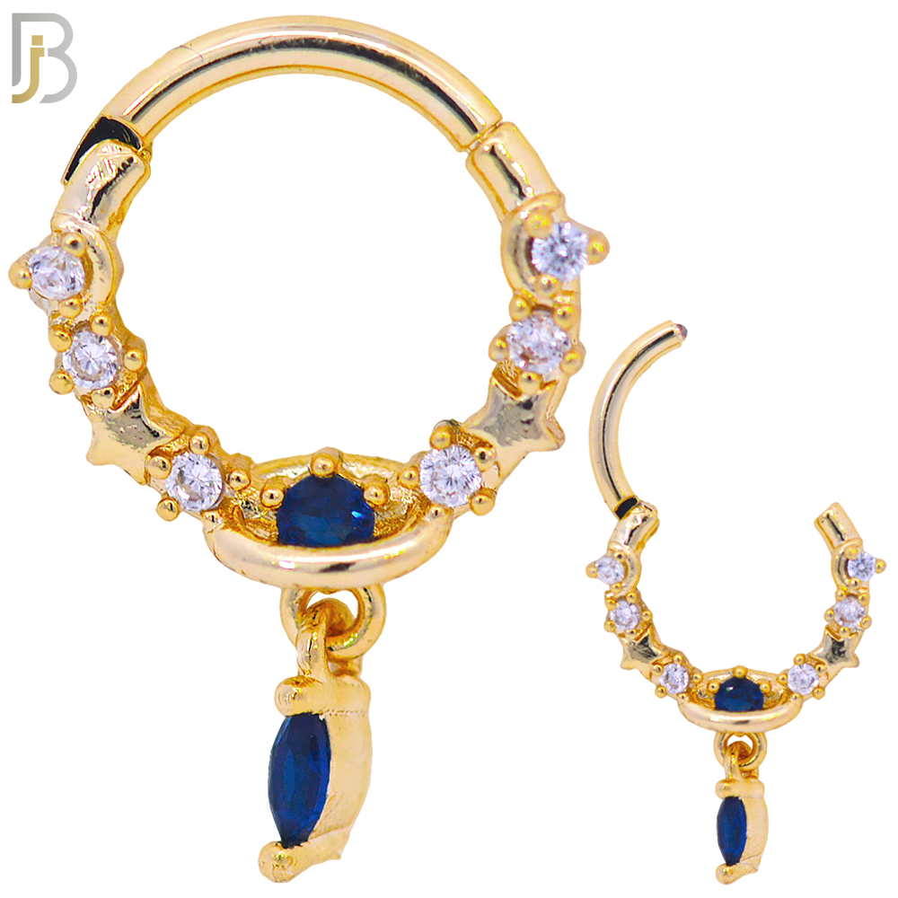 PK-CT106 - 316 Surgical Steel Hinged Nose Hoops with Mixed Dangling Designs - Pack of 30 image 6