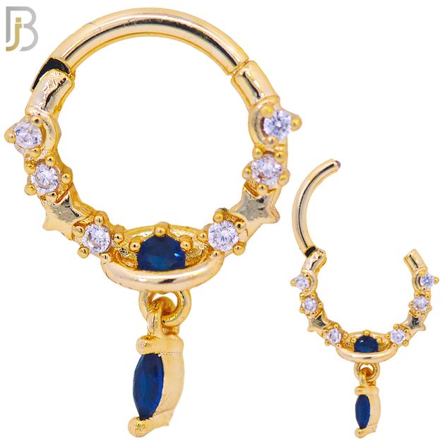 PK-CT106 - 316 Surgical Steel Hinged Nose Hoops with Mixed Dangling Designs - Pack of 30 image 6