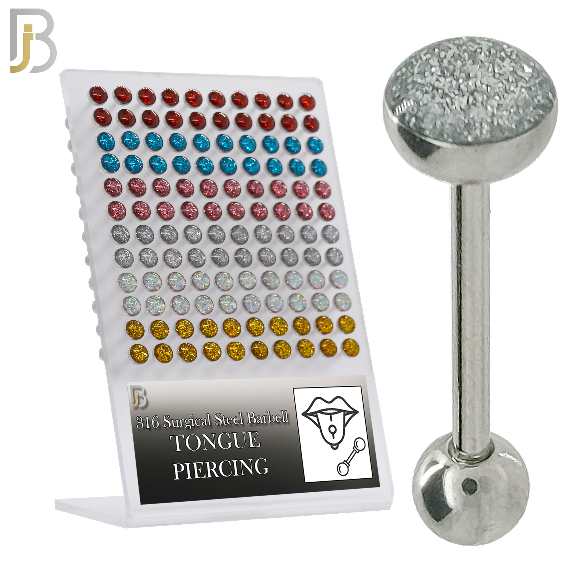 PK-BB06 - 316L Surgical Steel Barbell with Glitter Top Mushroom Design  Screw Pack of 120 image 0