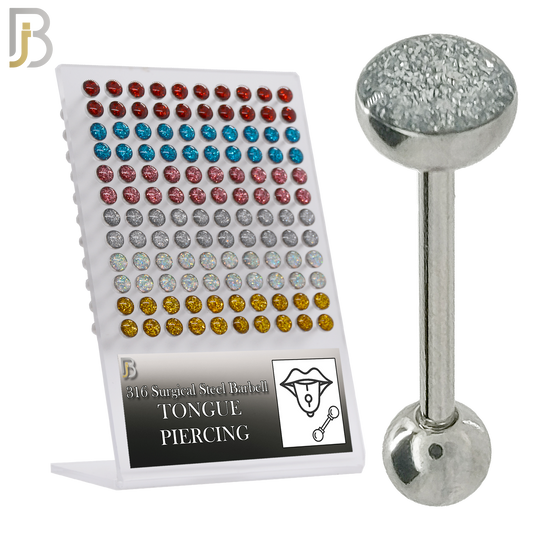 PK-BB06 - 316L Surgical Steel Barbell with Glitter Top Mushroom Design  Screw Pack of 120 image 0