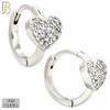 925-ES447 - 925 Sterling Silver Heart Huggies Earring with Zircon image 1