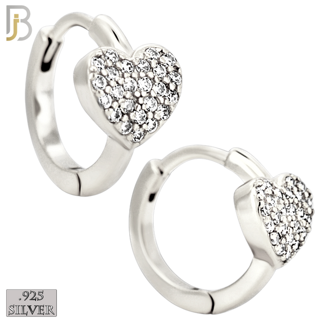 925-ES447 - 925 Sterling Silver Heart Huggies Earring with Zircon image 1