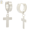 ES14 - 316L Stainless Steel Dangling Cross Design Huggies Clip On image 1