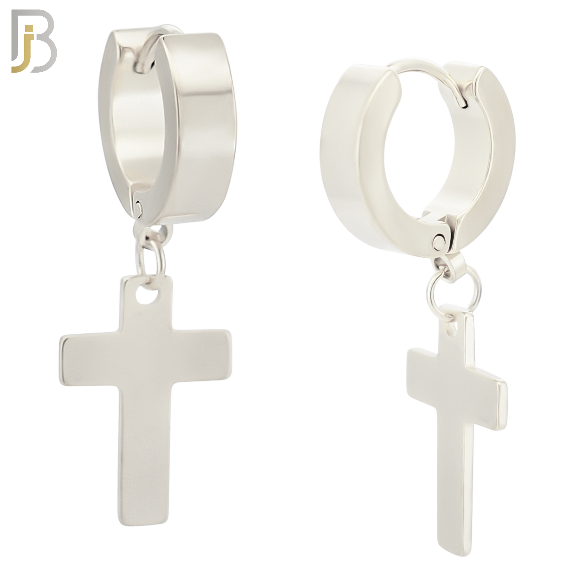 ES14 - 316L Stainless Steel Dangling Cross Design Huggies Clip On image 1