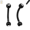 EC03KC - 316L Surgical Steel Black Plated Curved Plain Barbell Screw Ball with Zircon External Threaded (PACK OF 6) image 0