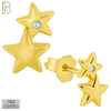 925-ES35 - .925 Sterling Silver 4x7mm Double Star Zircon Earring Stud image 2